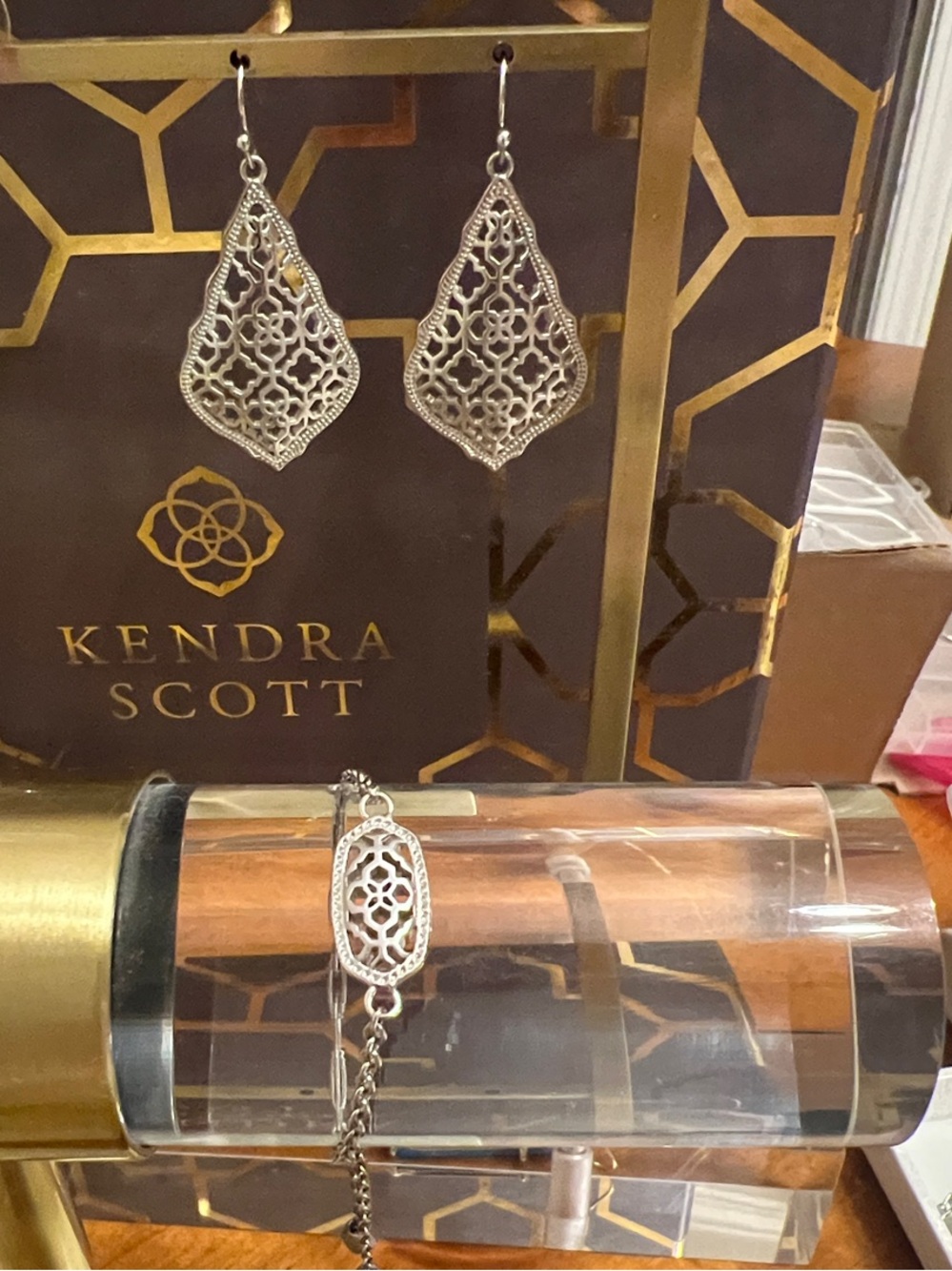 Kendra Scott Silver Filigree Earrings and Bracelet Set